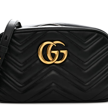 Gucci Calfskin Matelasse Small GG Marmont Chain Shoulder Bag Black 9 of 11