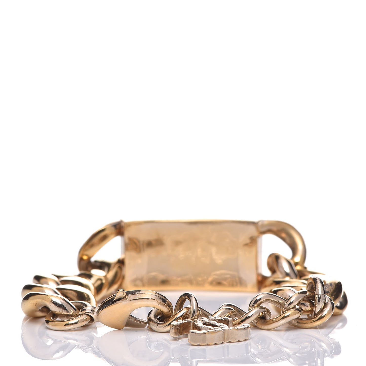Crystal CC Chain ID Bracelet Gold