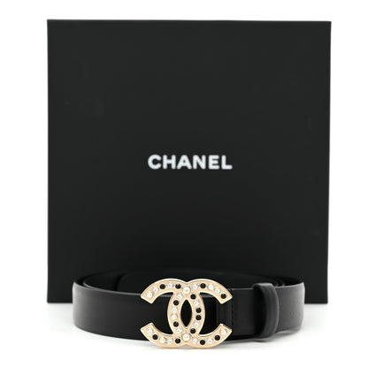 Chanel Calfskin Pearl Crystal CC 90 36 Belt Black 6 of 6