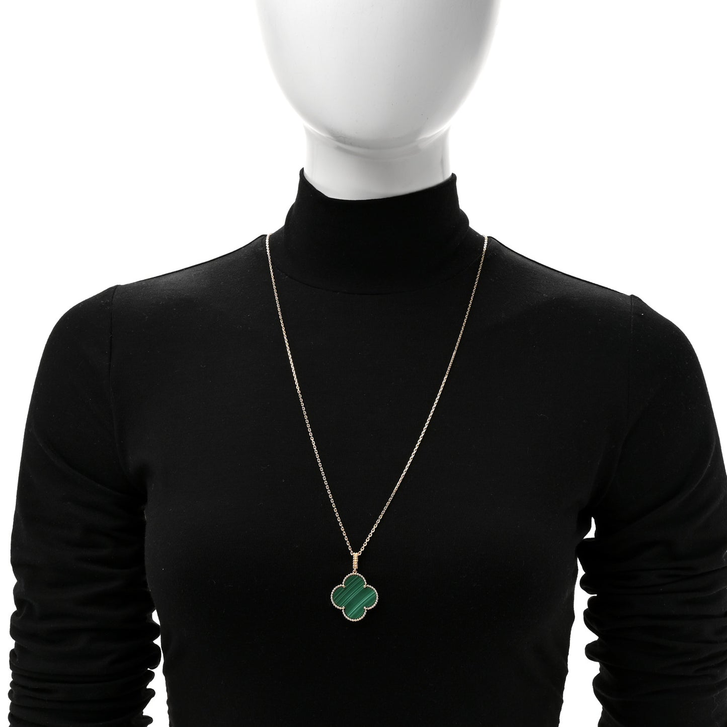 18K Yellow Gold Malachite Magic Alhambra Pendant Necklace