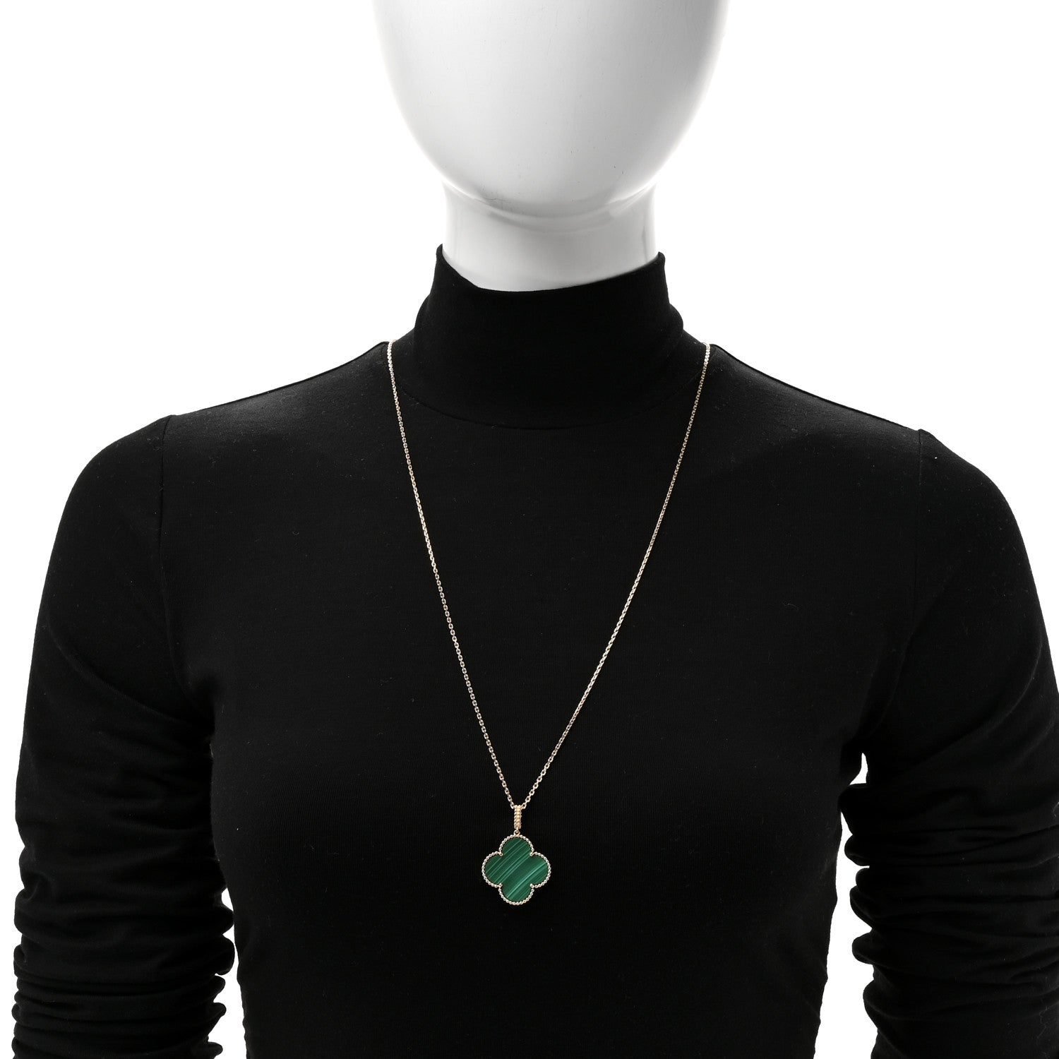 Van Cleef & Arpels 18K Yellow Gold Malachite Magic Alhambra Pendant Necklace 2 of 6