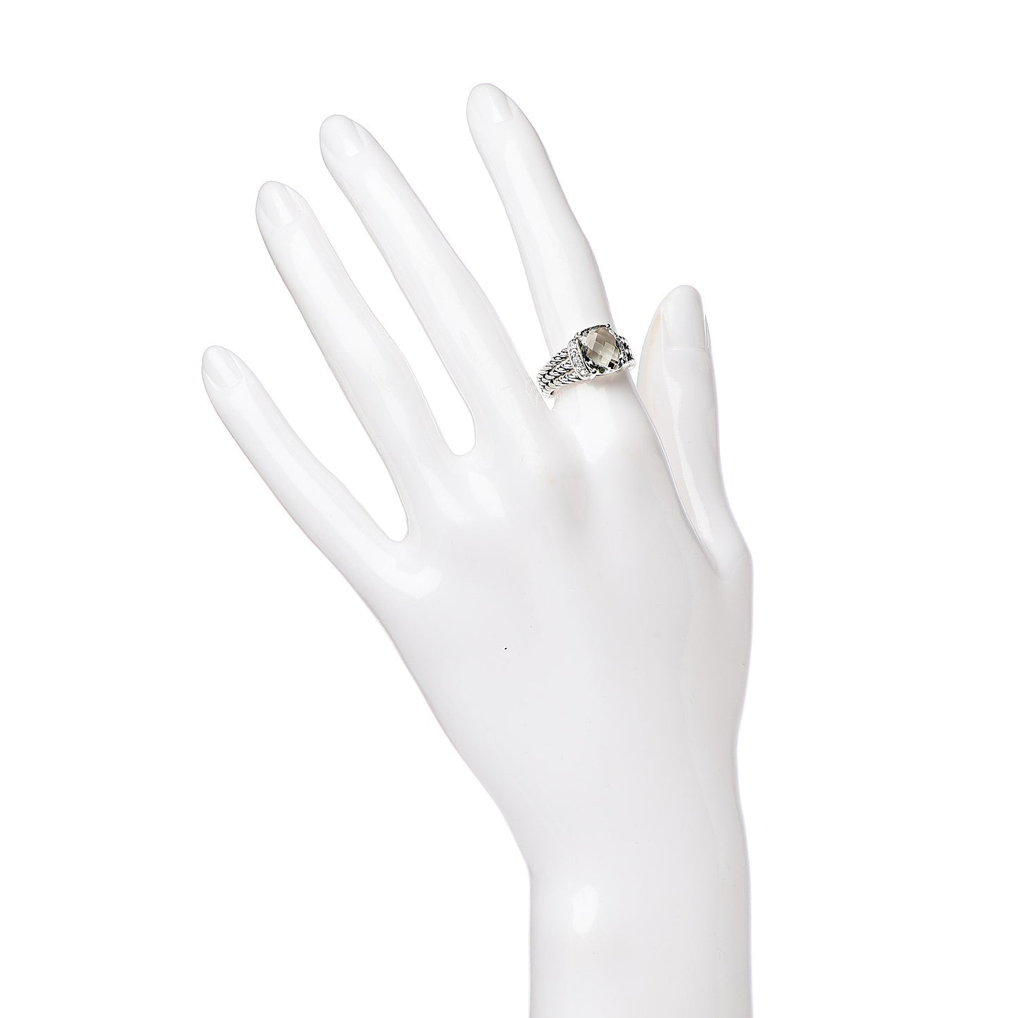 Sterling Silver Diamond Prasiolite 10mm Petite Wheaton Ring 52 6