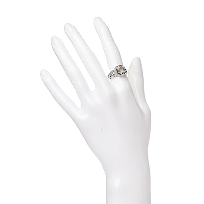 David Yurman Sterling Silver Diamond Prasiolite 10mm Petite Wheaton Ring 52 6 2 of 6