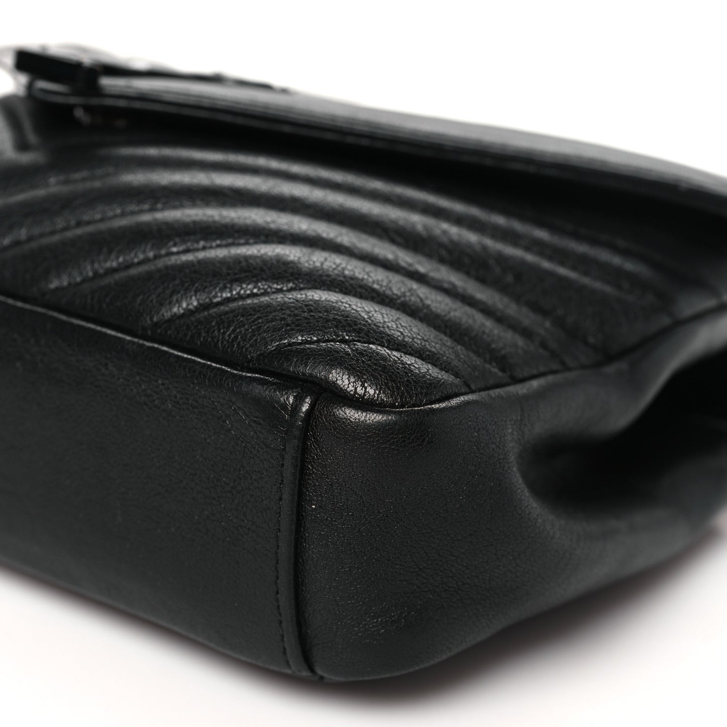 Sheepskin Matelasse Chevron Monogram Monochrome Medium College Bag Black