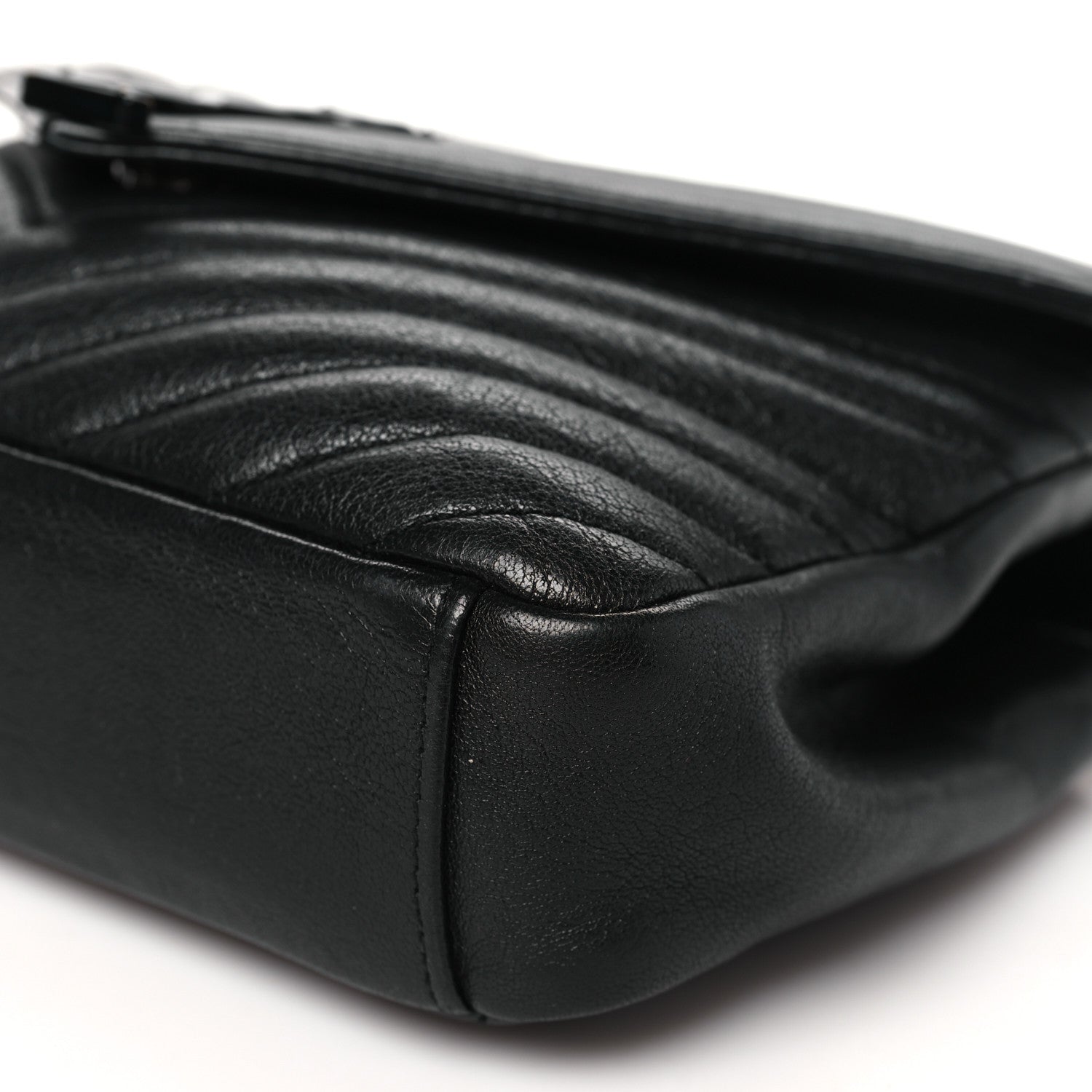 Saint Laurent Sheepskin Matelasse Chevron Monogram Monochrome Medium College Bag Black 10 of 11