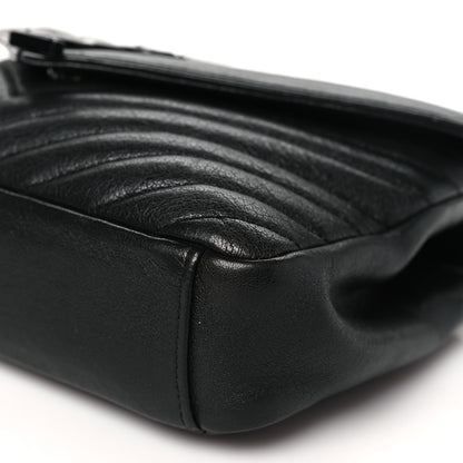 Saint Laurent Sheepskin Matelasse Chevron Monogram Monochrome Medium College Bag Black 10 of 11