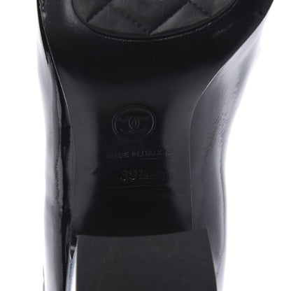 Chanel Calfskin Patent Quilted CC Short Boots 39.5 Black 9 of 11