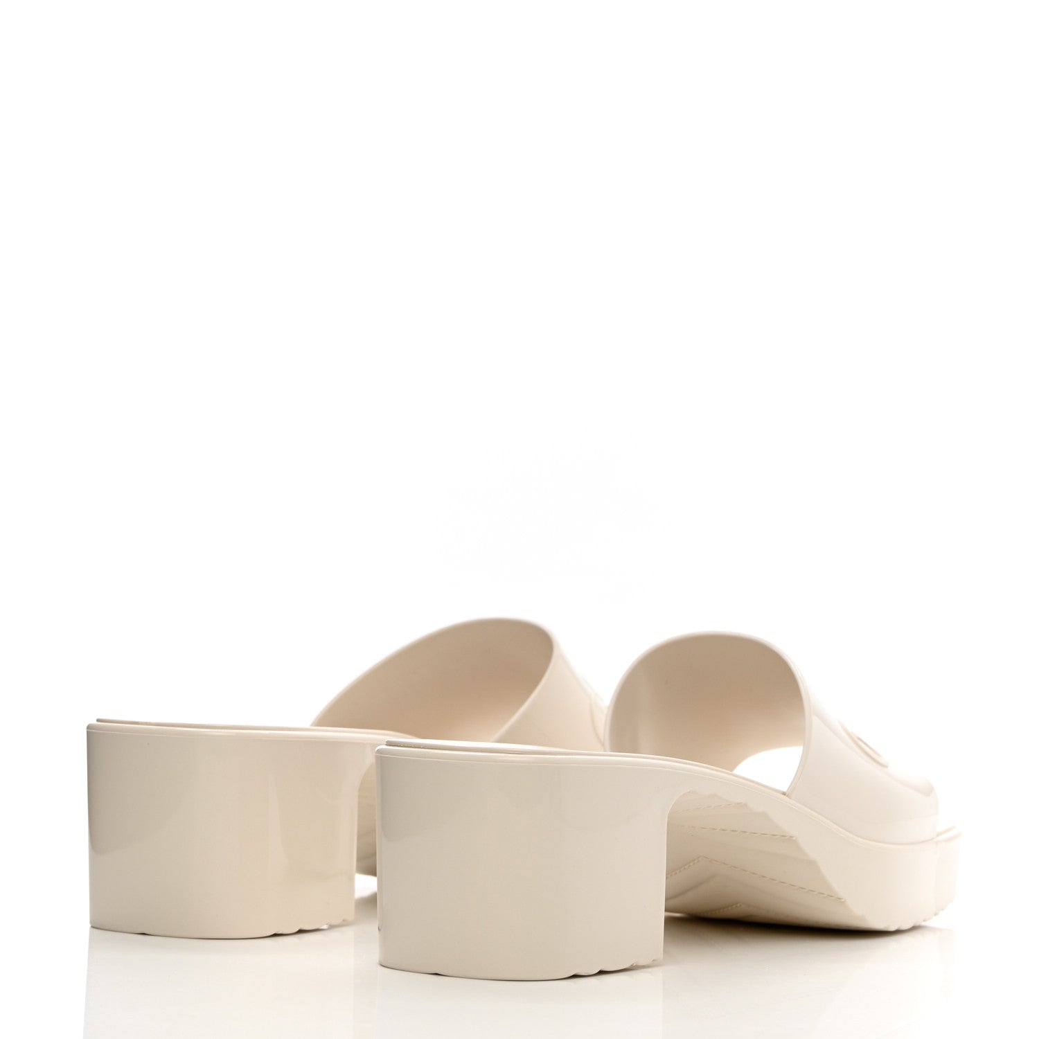 Gucci Rubber Gucci Logo Womens Platform 20/60mm Slide Sandals 38 Mystic White 4 of 10