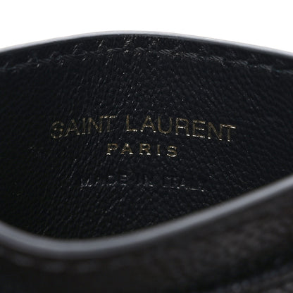 Saint Laurent Grain De Poudre Matelasse Chevron Monogram Credit Card Case Black 6 of 7