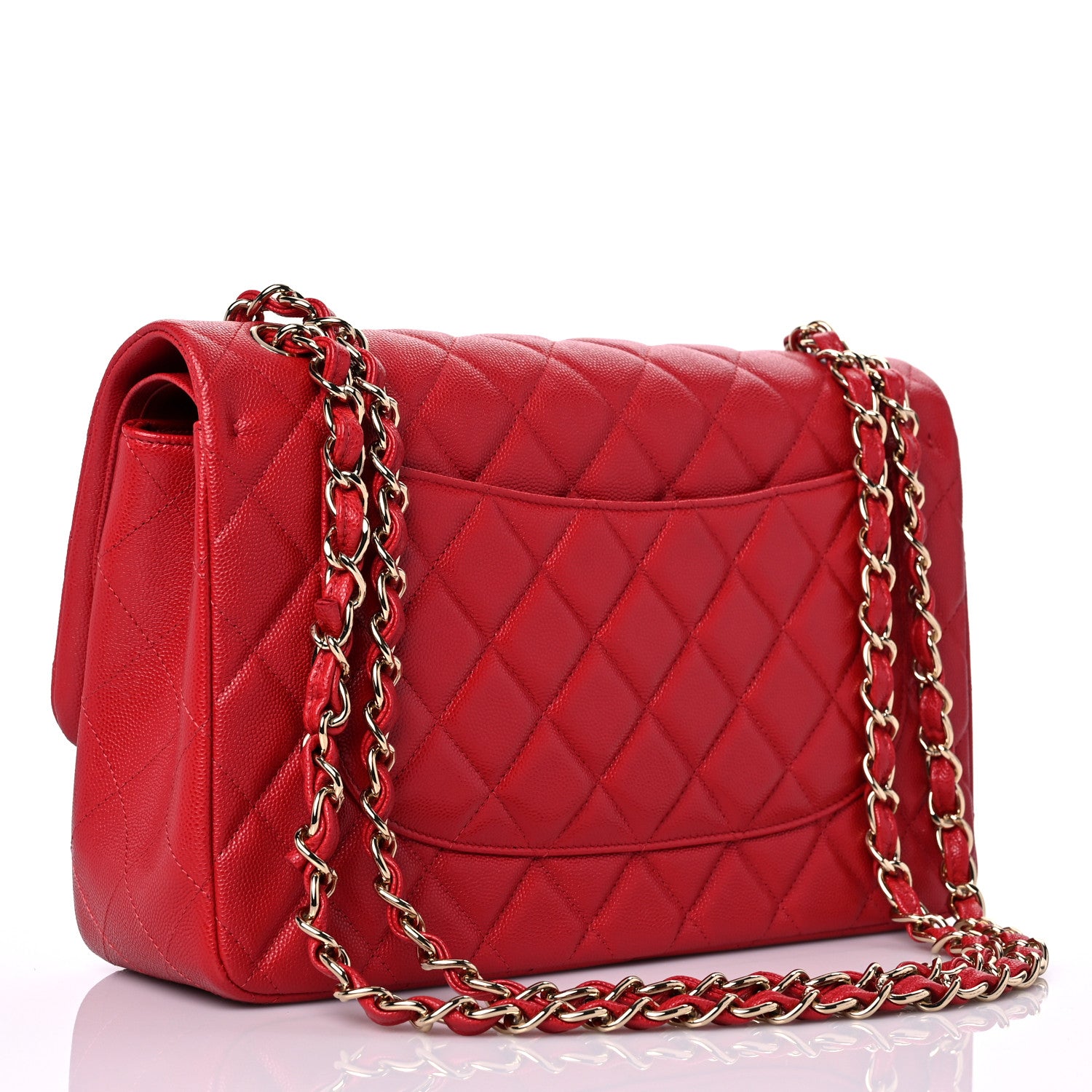 Chanel Caviar Quilted Jumbo Double Flap Red 3 of 11