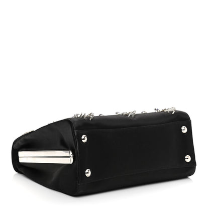 Prada Satin Raso Crystal Embellished Ricamo Shoulder Bag Black 4 of 11