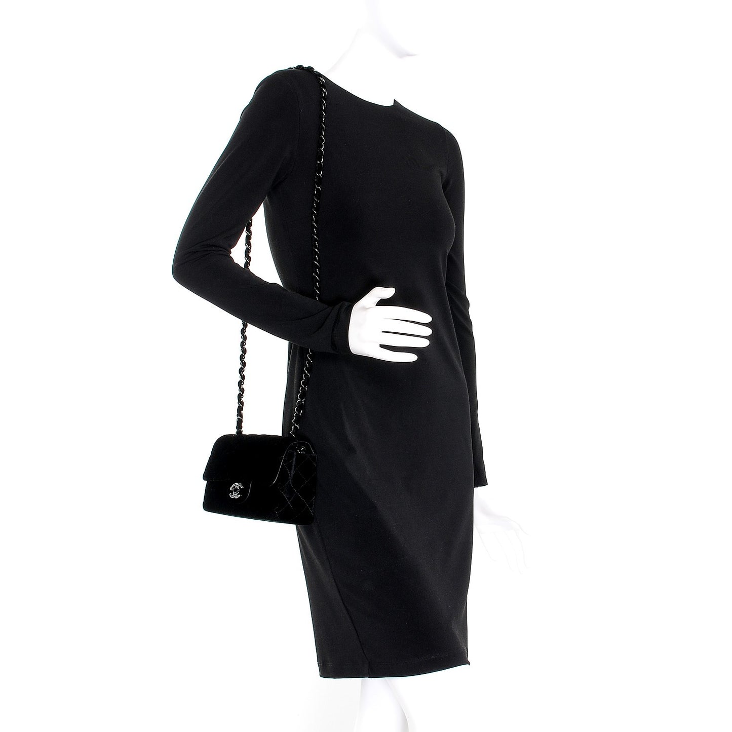 Velvet Quilted Mini Rectangular Flap So Black