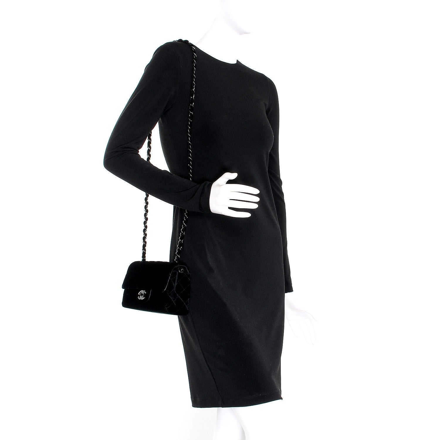 Chanel Velvet Quilted Mini Rectangular Flap So Black 2 of 8