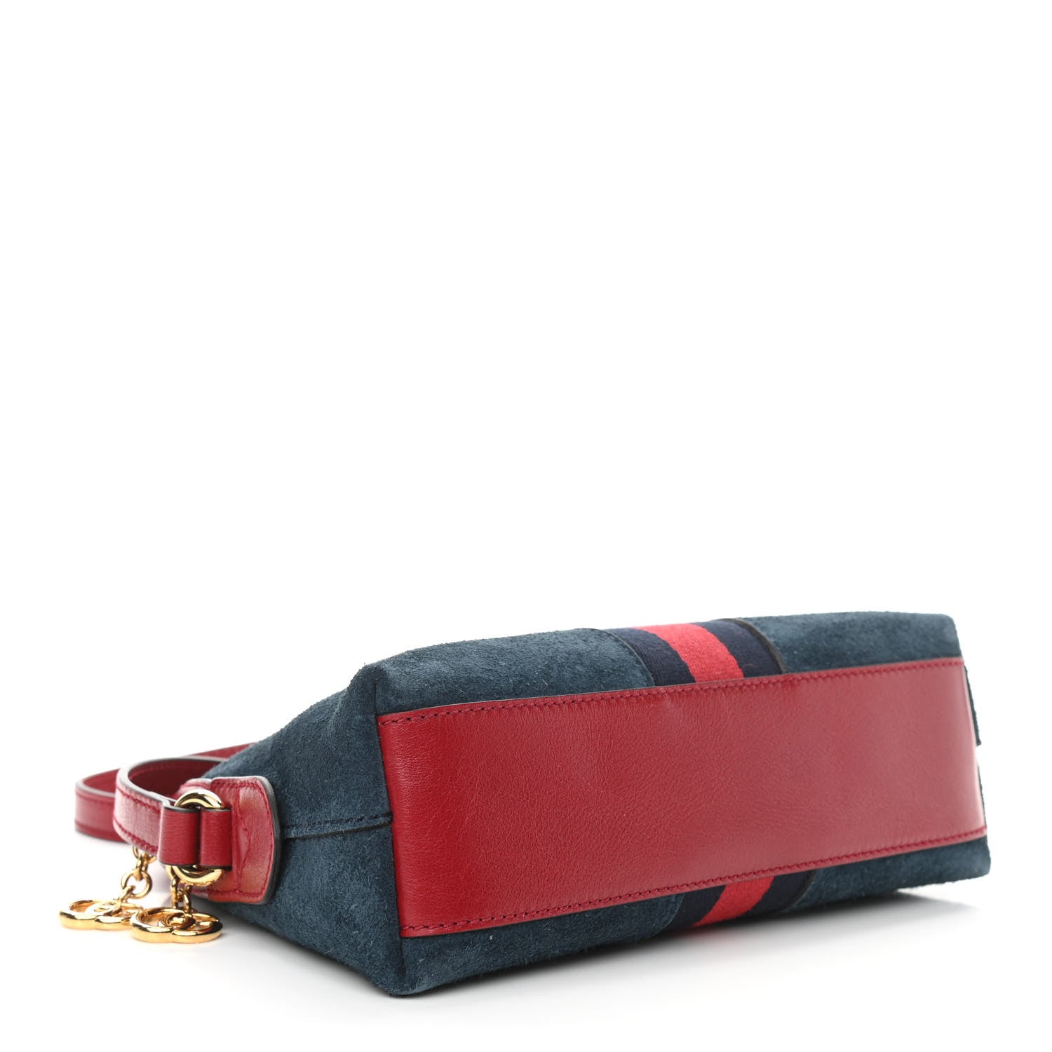 Gucci Suede Calfskin Web Small Ophidia Dome Shoulder Bag New Blue Romantic Cherry 4 of 10
