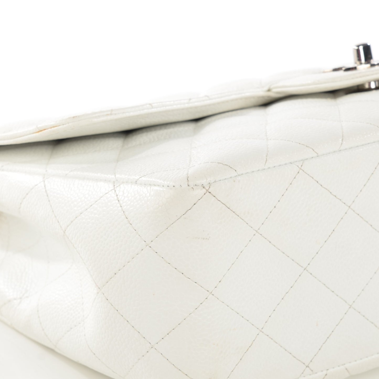 Caviar Quilted Jumbo Single Flap White