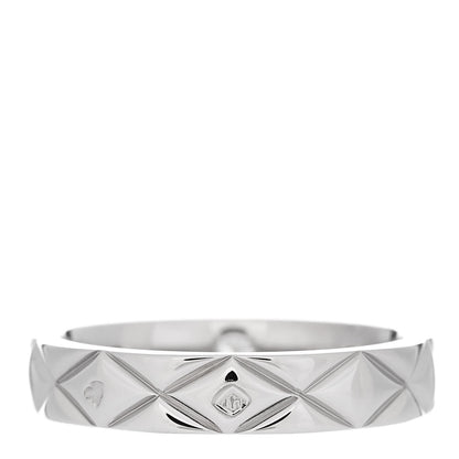Chanel Platinum Diamond Small Matelasse Solitaire Ring 45 3.25 3 of 5