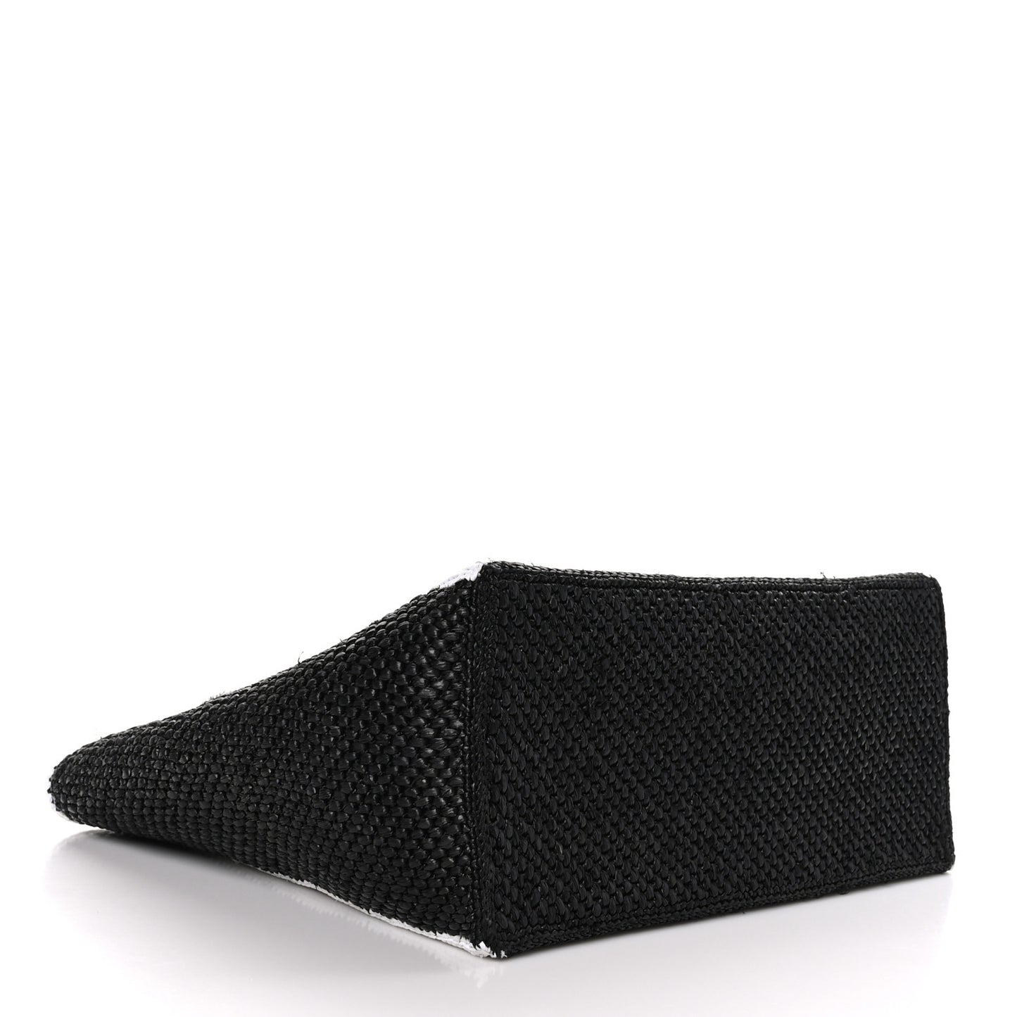 Raffia Large Paula's Ibiza Logo Tote Black White
