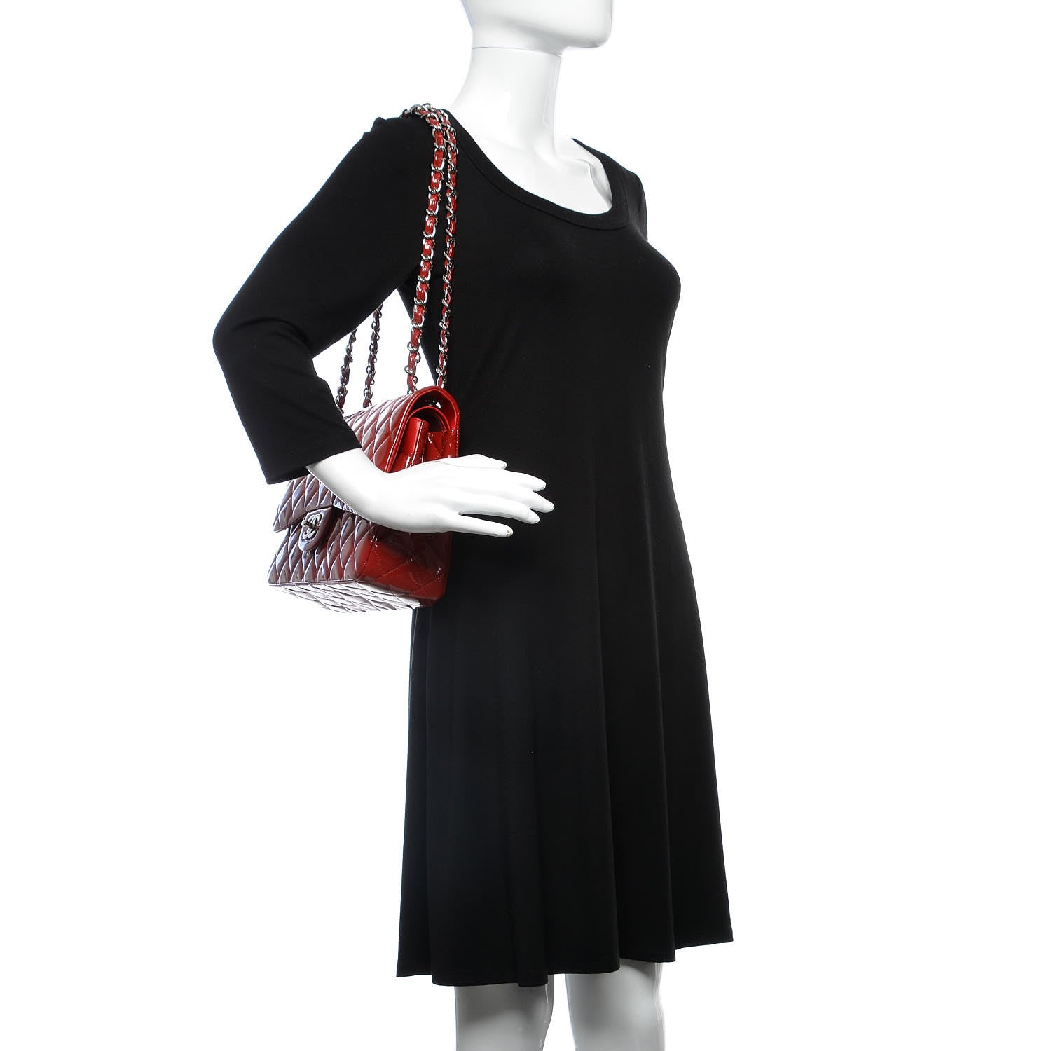 Chanel Patent Quilted Jumbo Double Flap Dark Red 3 of 10