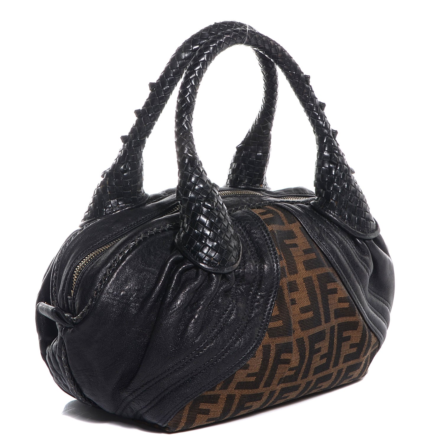 Fendi Zucca Nappa Nuvolata Vitello Tortuga Spy Bowler Tobacco Moro 3 of 10