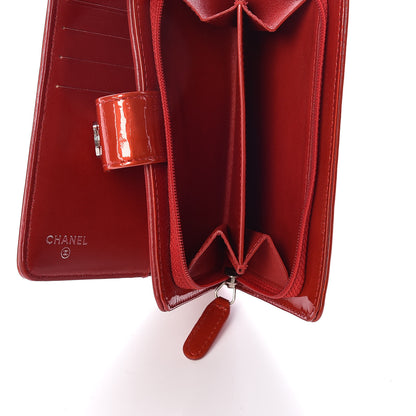 Chanel Patent Camellia Embossed Zipped Pocket Wallet Dark Red 6 of 13