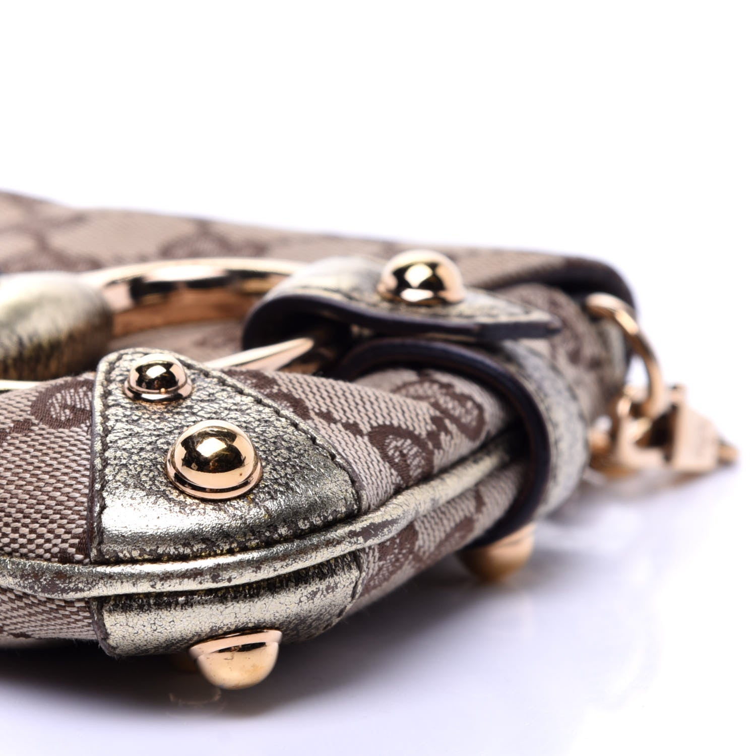 Gucci Monogram Horsebit Clutch Gold 7 of 10