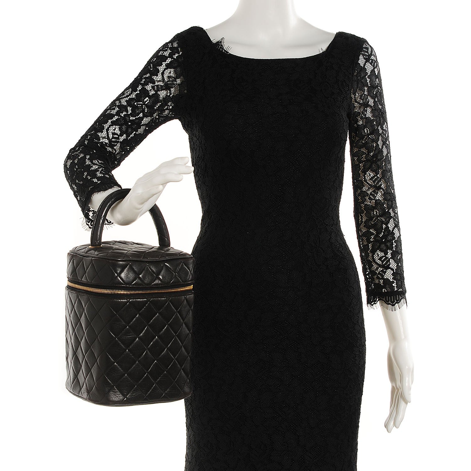 Chanel Lambskin Quilted Large Cosmetic Case Black 2 of 8
