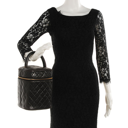 Chanel Lambskin Quilted Large Cosmetic Case Black 2 of 8