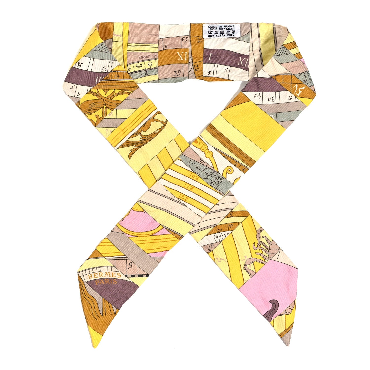 Hermes Silk Astrologie Nouvelle Twilly Jaune White Moutarde 1 of 3