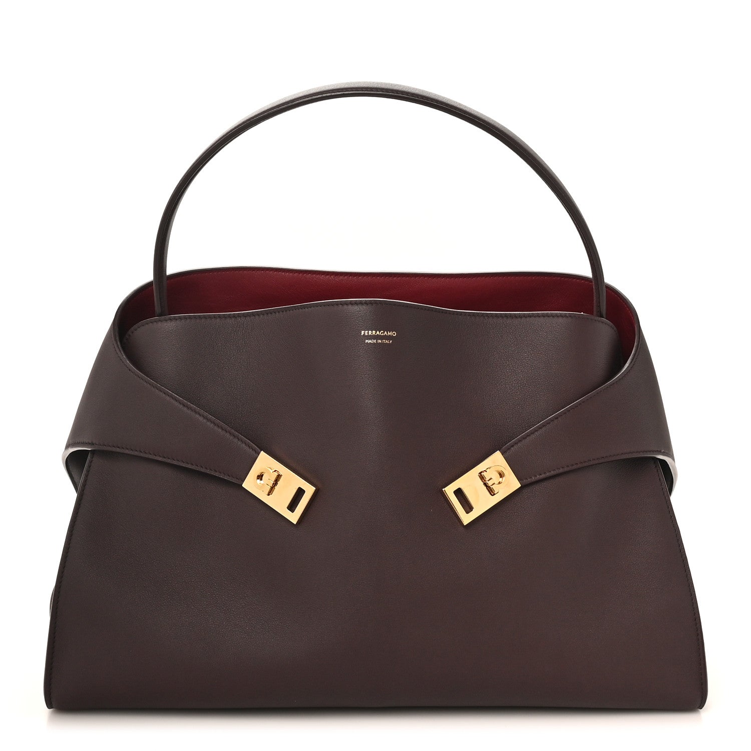 Salvatore Ferragamo Calfskin Large Hug Soft Bicolor Shoulder Bag Oxblood 1 of 10