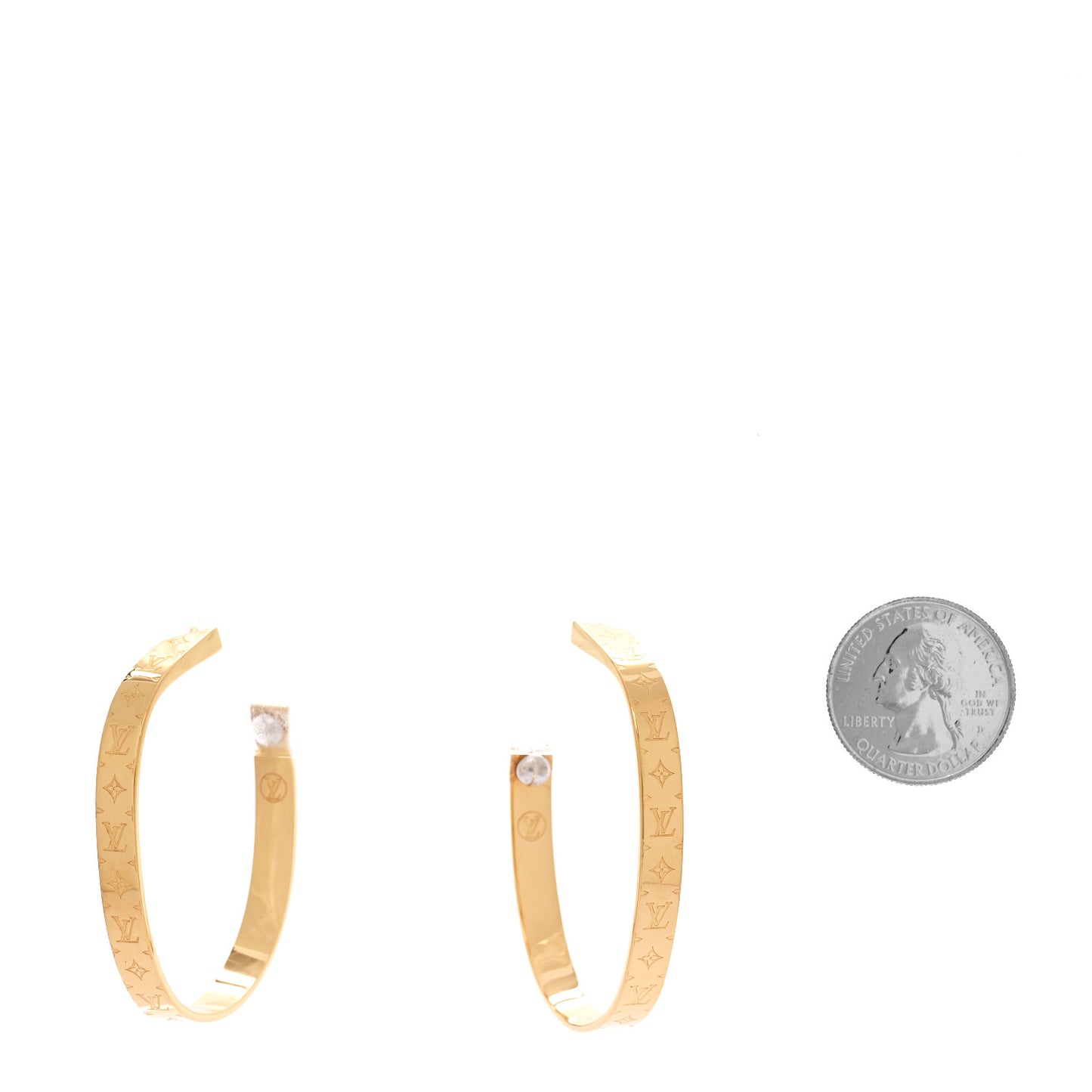 Metal Nanogram Hoop Earrings Gold
