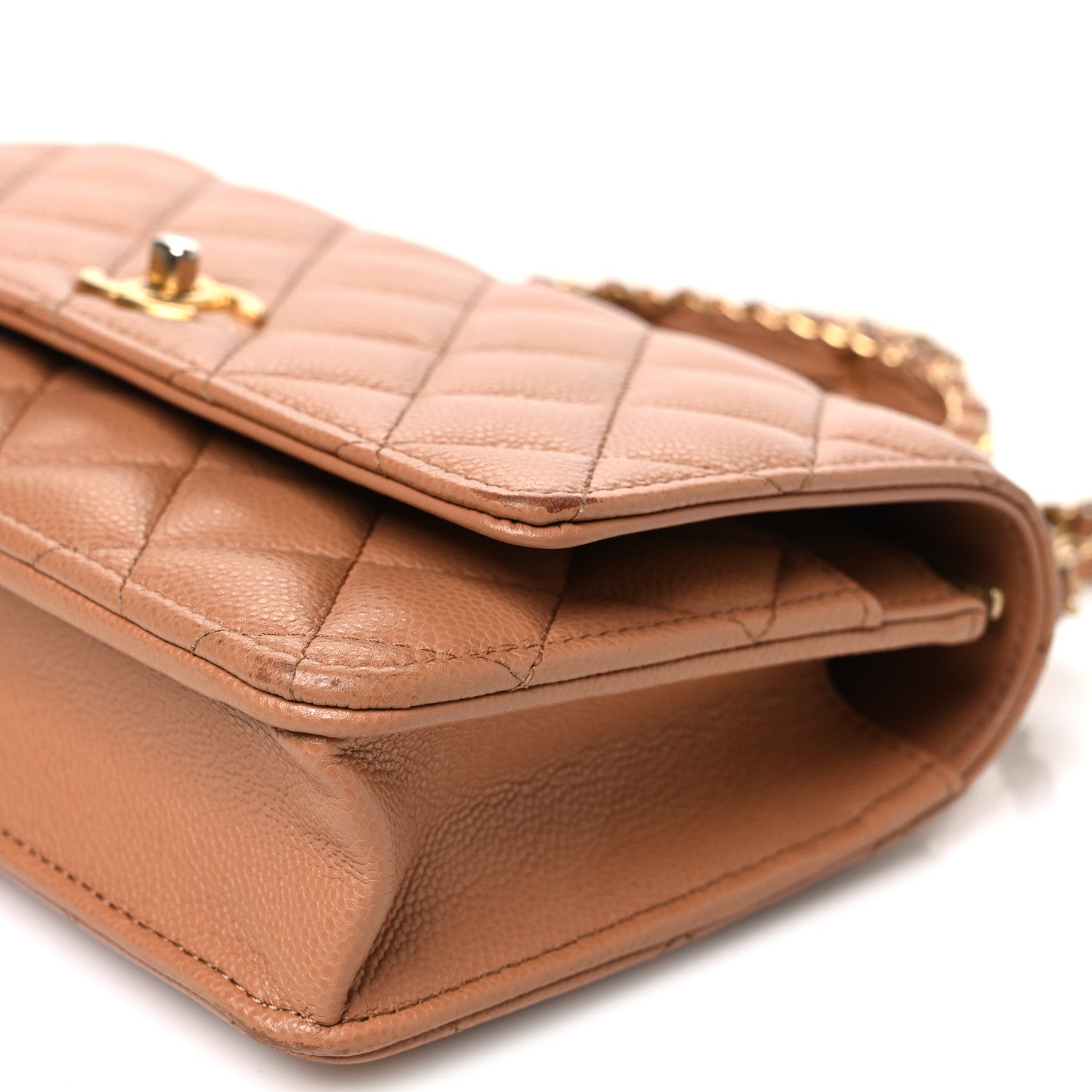 Chanel Shiny Caviar Quilted Pick Me Up Wallet On Chain WOC Beige 12 of 12
