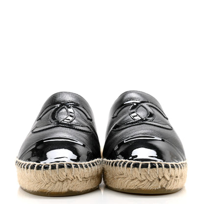 Chanel Iridescent Goatskin Patent CC Espadrille Mules 36 Black 2 of 11