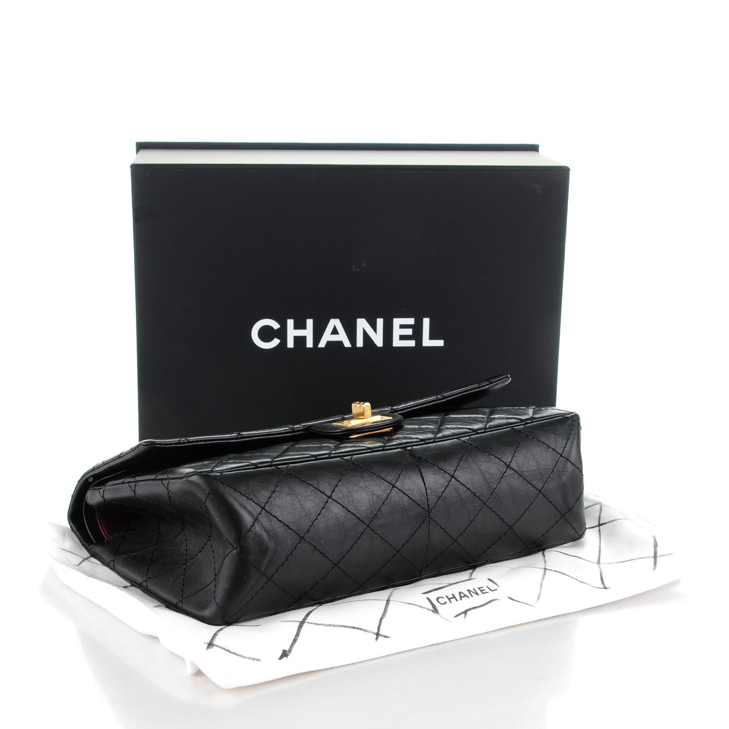 Aged Calfskin Quilted 2.55 Reissue 225 Flap Black