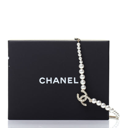 Chanel Pearl Crystal Chain CC Necklace Gold 6 of 6