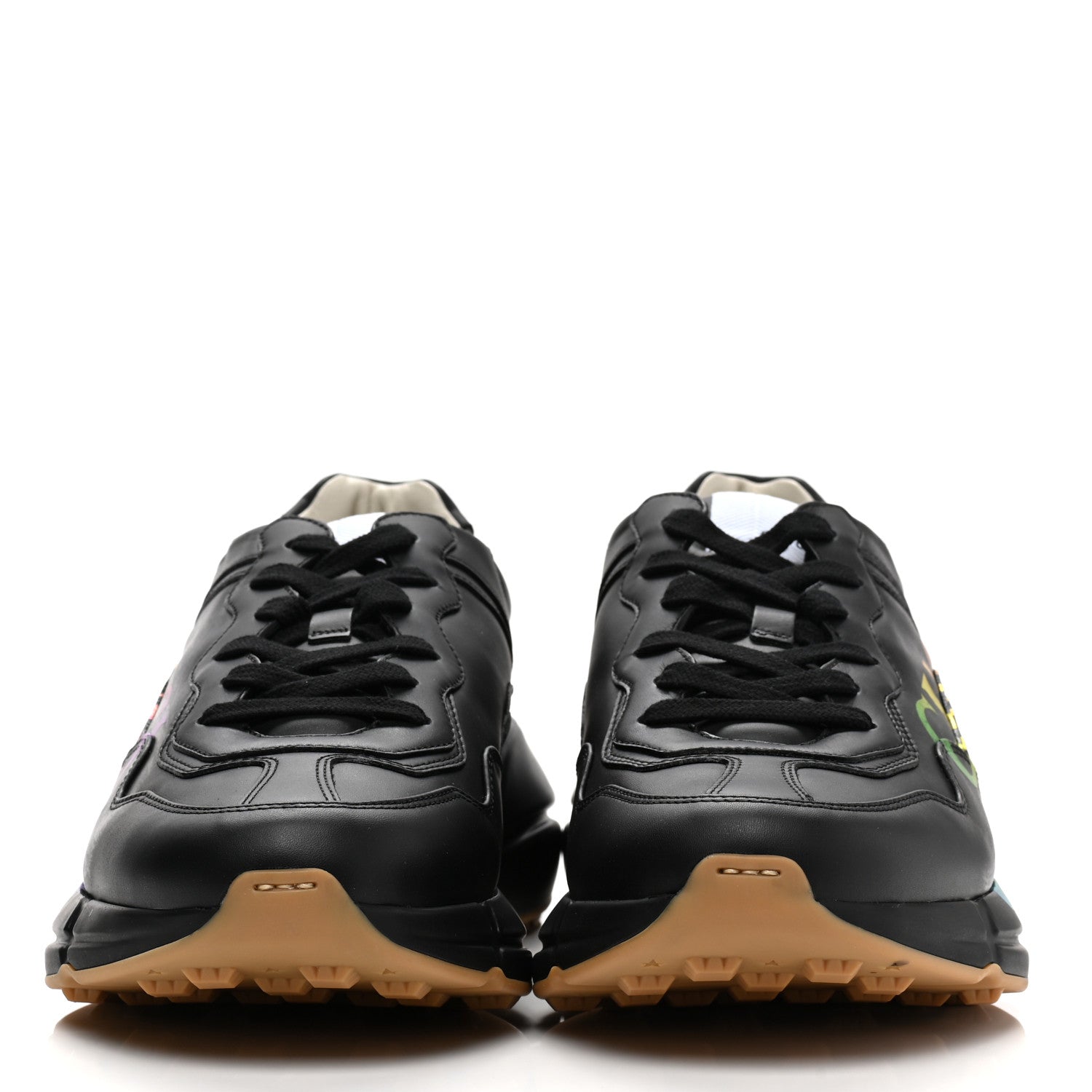 Gucci Calfskin Iridescent Logo Mens Rhyton Sneakers 9 Black 2 of 9