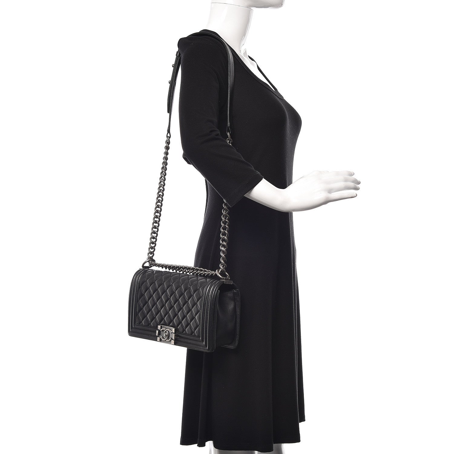 Chanel Lambskin Quilted Medium Boy Flap Black 2 of 20
