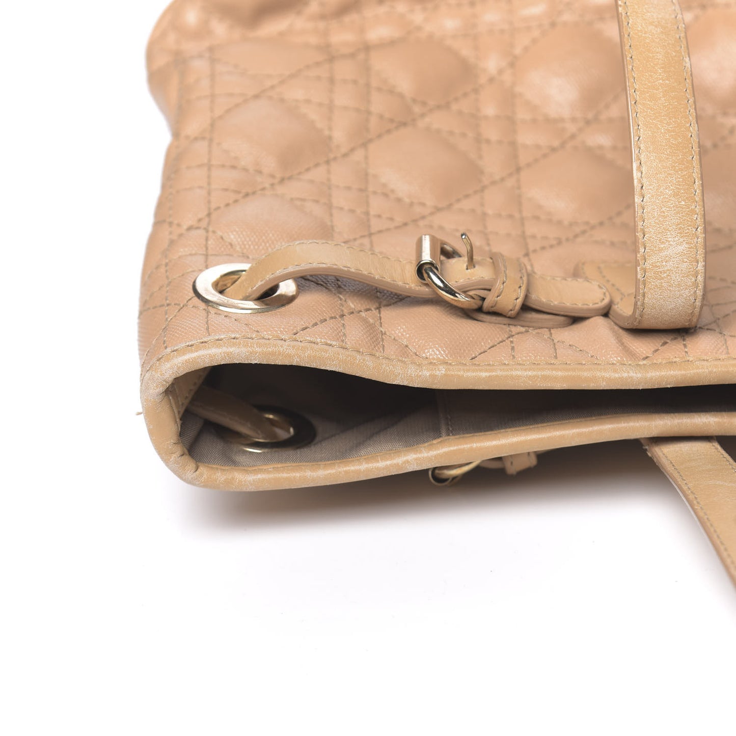 Coated Canvas Cannage Small Panarea Tote Beige