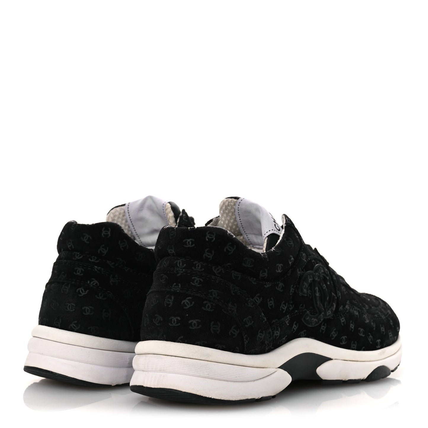 Suede Calfskin Printed CC Sneakers 38.5 Black