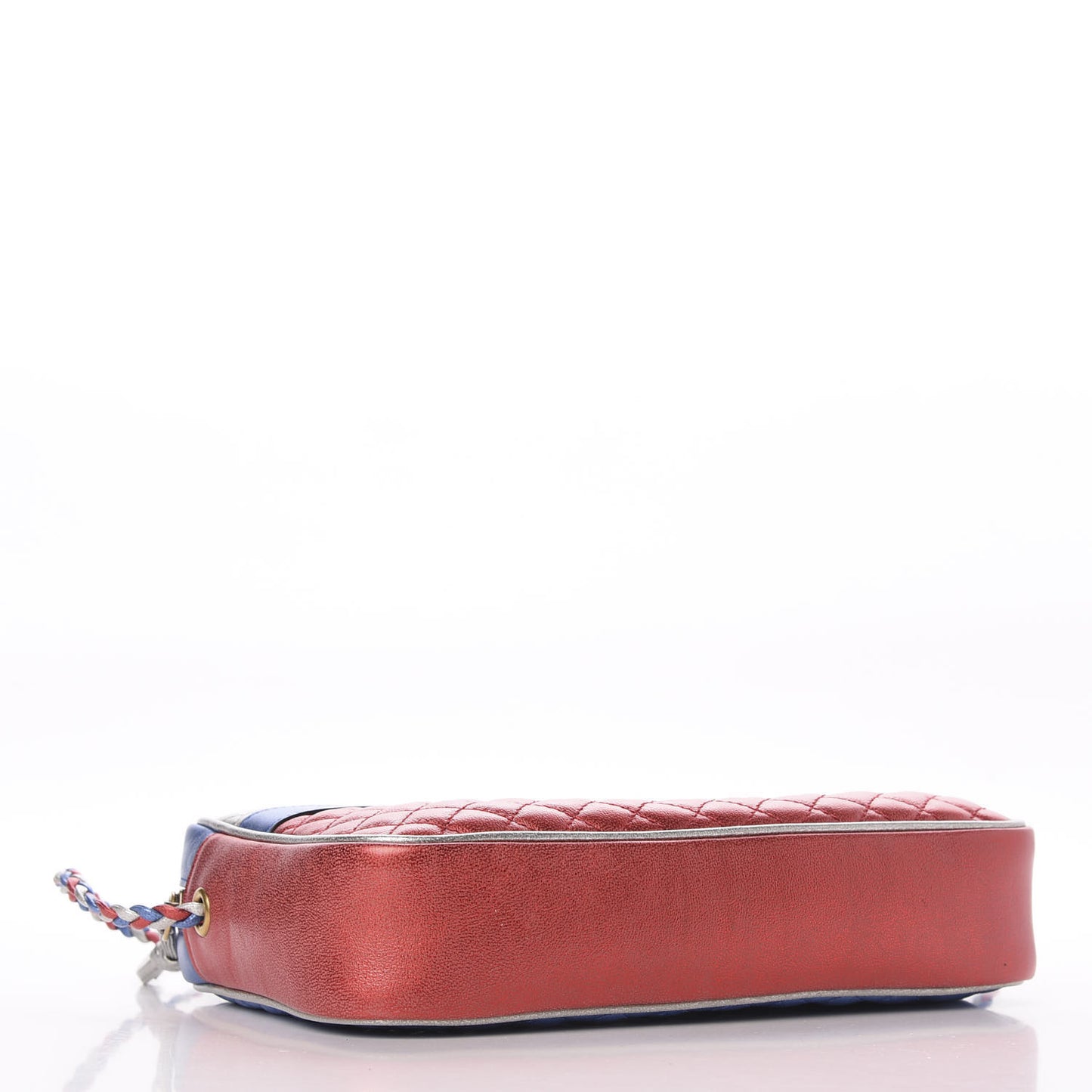 Laminated Nappa Trapuntata Small Zumi Shoulder Bag Rosso Marine Argento