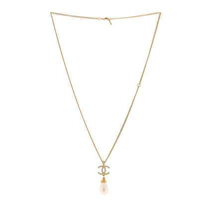 Chanel Pearl Crystal Twisted CC Drop Necklace Gold 2 of 5