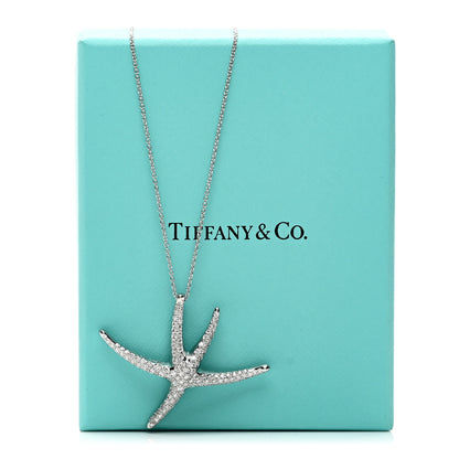 Tiffany Platinum Diamond Large Elsa Peretti Pave Starfish Pendant Necklace 5 of 5