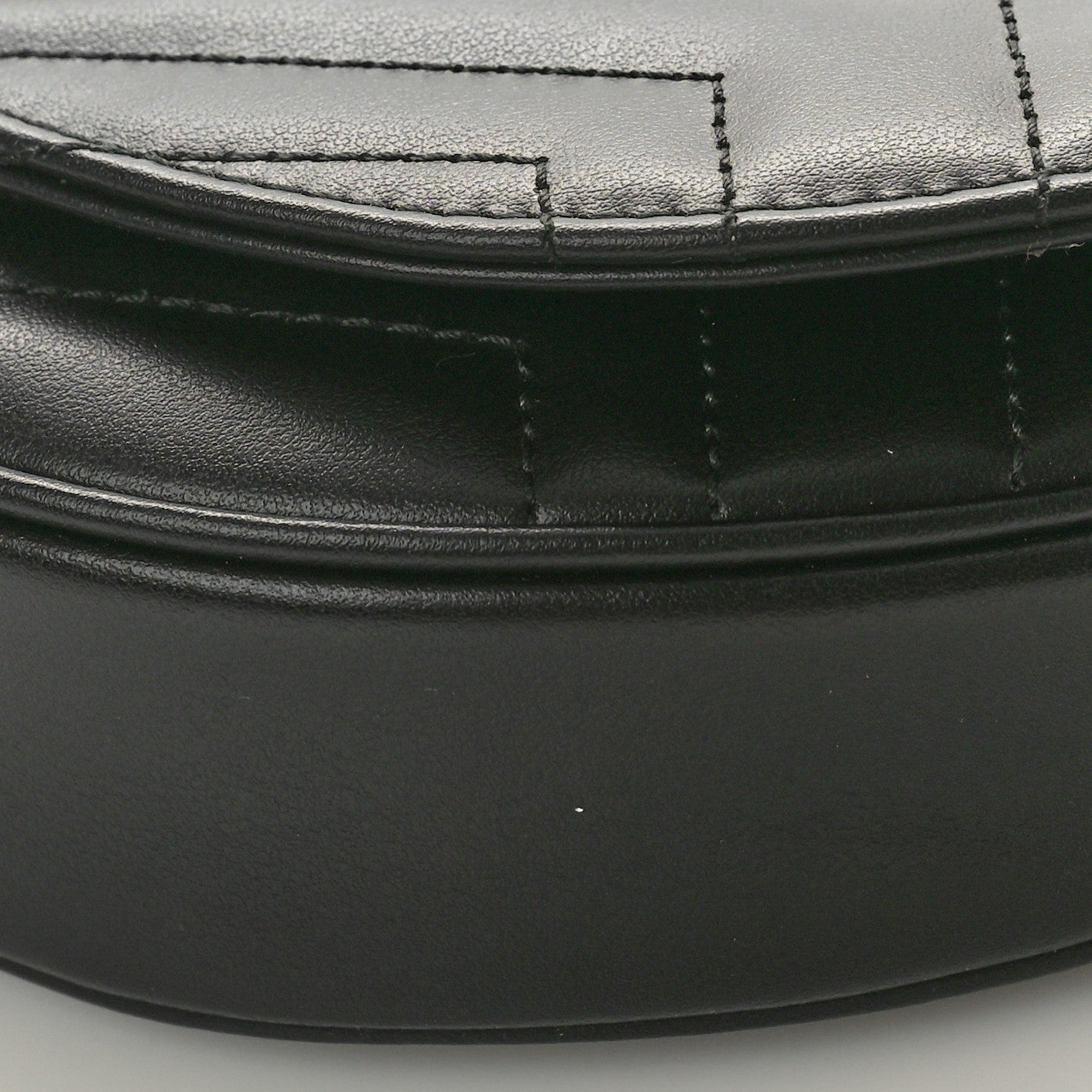 Gucci Calfskin Matelasse Mini GG Marmont Chain Half Moon Crossbody Bag Black 10 of 10