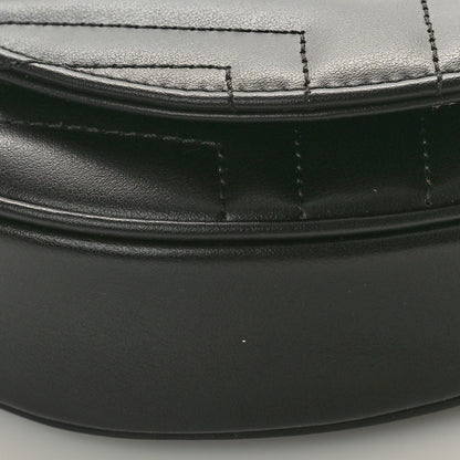 Gucci Calfskin Matelasse Mini GG Marmont Chain Half Moon Crossbody Bag Black 10 of 10