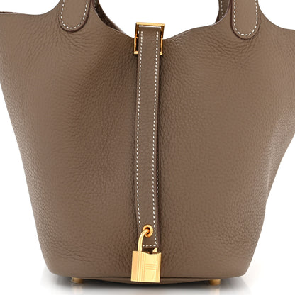 Hermes Taurillon Clemence Picotin Lock 18 PM Etoupe 8 of 11