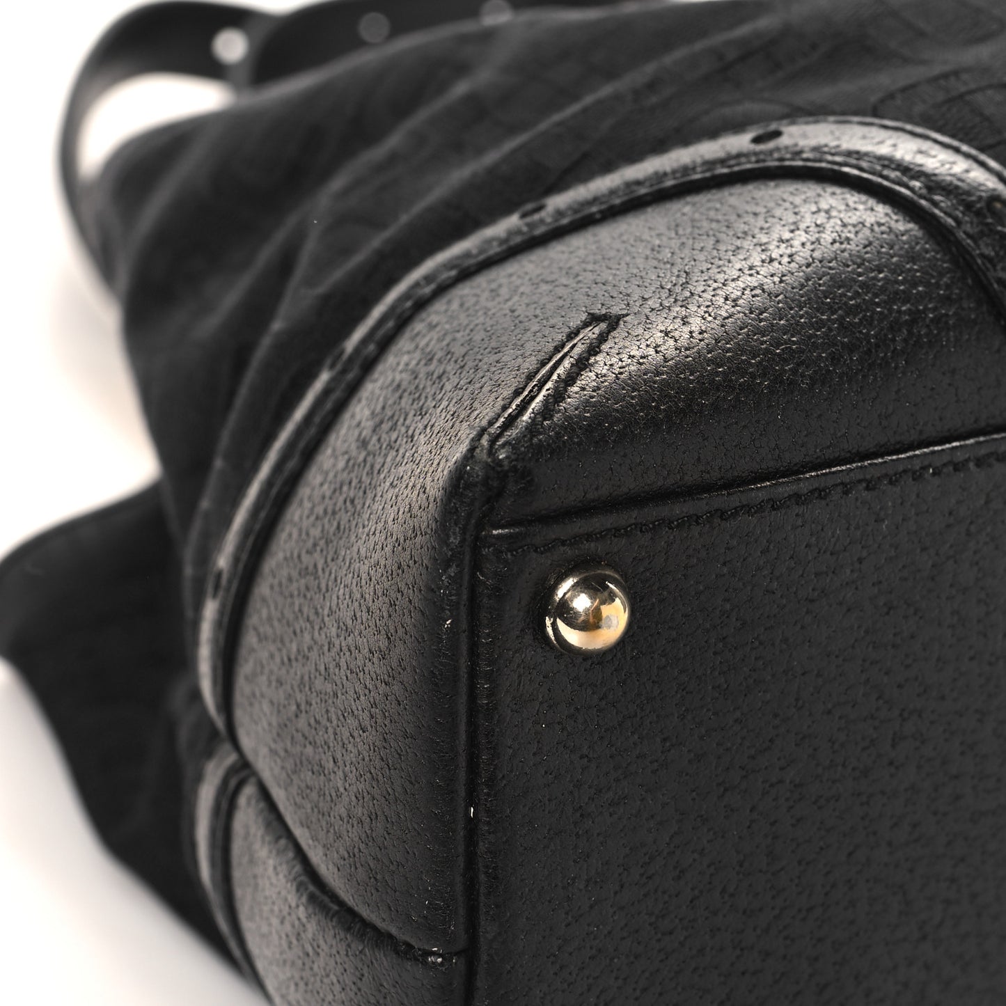 Canvas Horsebit Large Glam Shoulder Bag Black