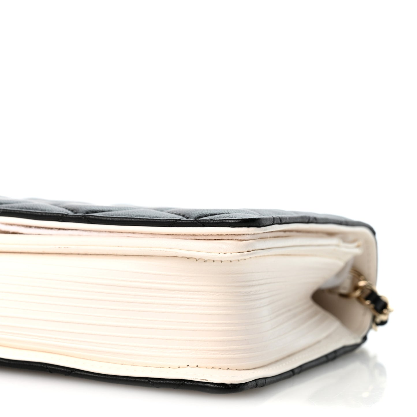 Lambskin Quilted Book Wallet On Chain WOC Black