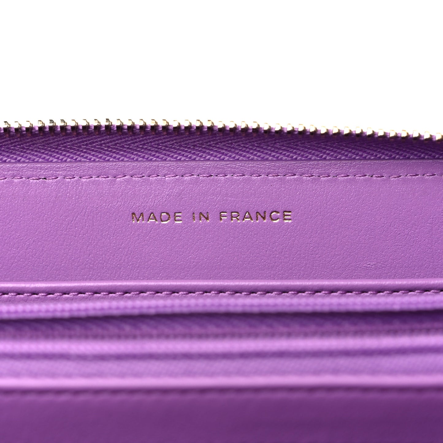 Caviar Quilted Large Gusset Zip Around Wallet Purple