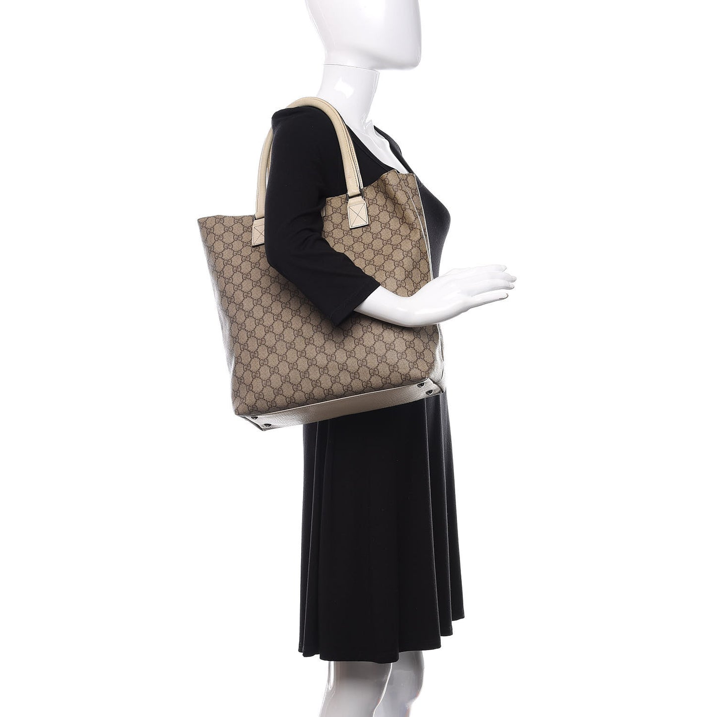 GG Plus Monogram Small Vertical Tote Off White