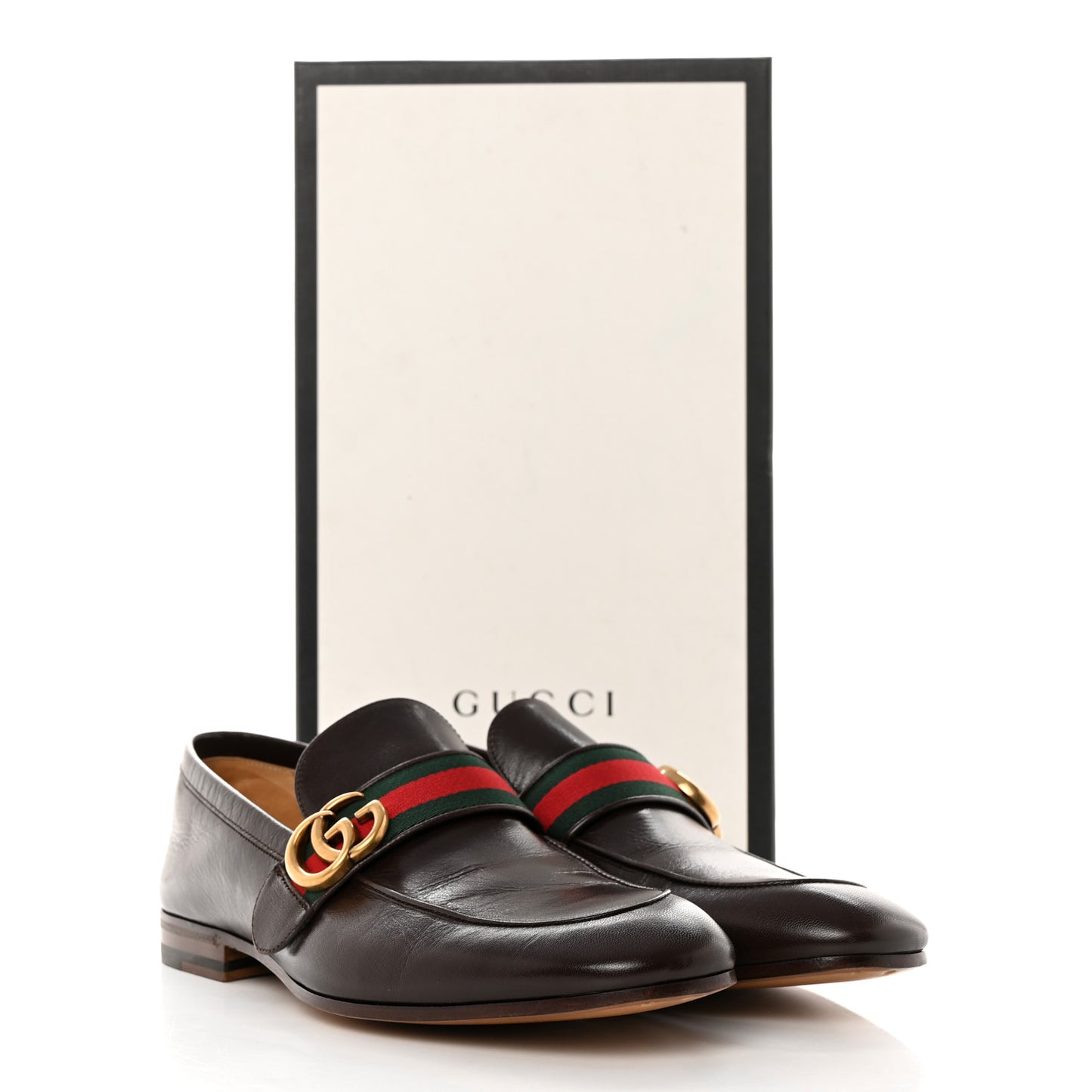 Goatskin Web Mens GG Loafers 8 Cocoa