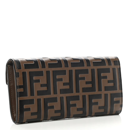 Fendi Vitello Soft F is Fendi Bi-Color FF 1974 Embossed Continental Envelope Wallet Maya Black 3 of 10
